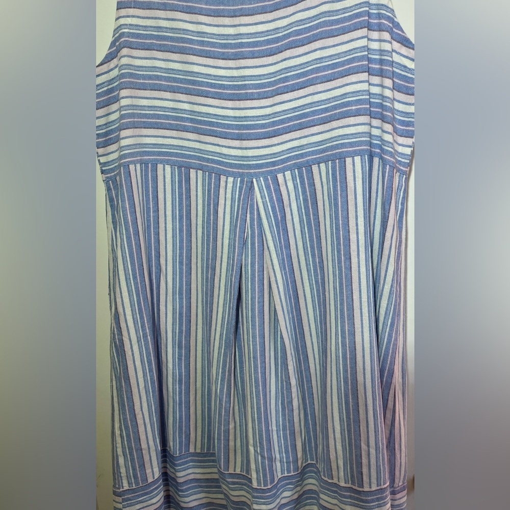 Ella Simone Linen & Rayon Striped Boho Peasant Shift Dress With Pockets X-Large - Picture 7 of 9